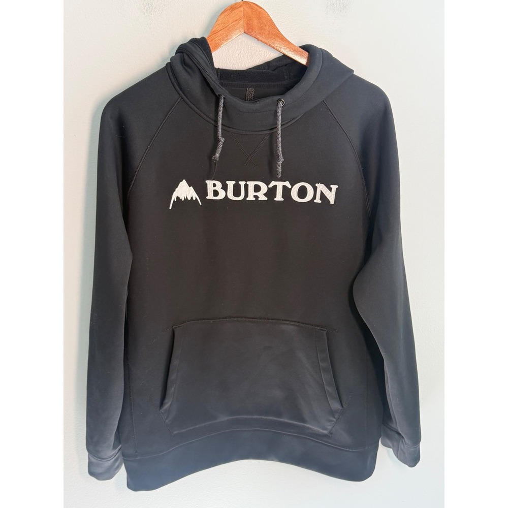 Burton Durable Goods Mens Black Technical Fleece Pullover Hoodie Size Medium